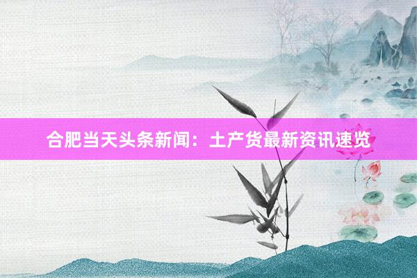 合肥当天头条新闻：土产货最新资讯速览